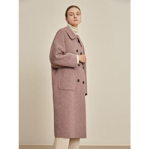 Double-sided wool coat womens medium long 2021 autumn and winter new Lapel double row button wool coat