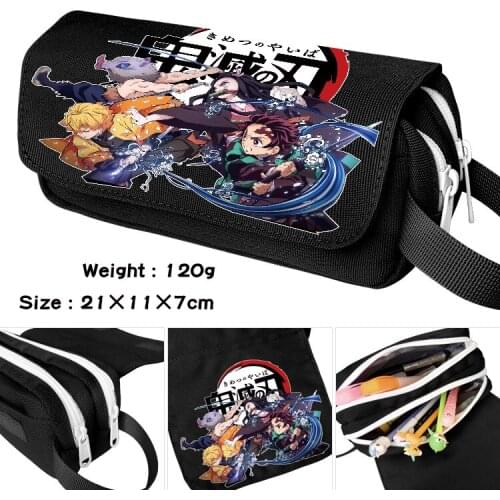 1Pcs Anime Demon Slayer Kimetsu No Yaiba Pencil Case Zipper Makeup Bag Pen Stationery Bag Catoon Pencil Box