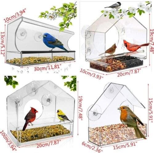 1Pc Window Bird Feeder - Refillable Sliding Tray - Weather Proof - Snow and Squirrel Resistant - Drains Rain Water New