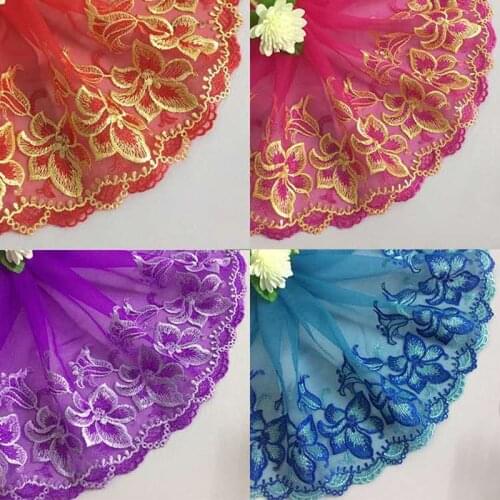 1yard Embroidery Lace fabric Handmade flower Fabric Polyester for Clothes Doll Dress Home Textiles DIY Apparel Sewing Lace Trim