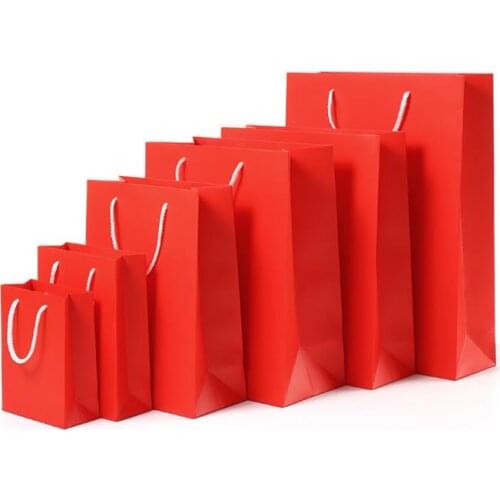 10 Size Red Wedding favor gift packaging paper bag,Festival gift bags, Paper shopping bag with handles Paper Gift Bag SN3530