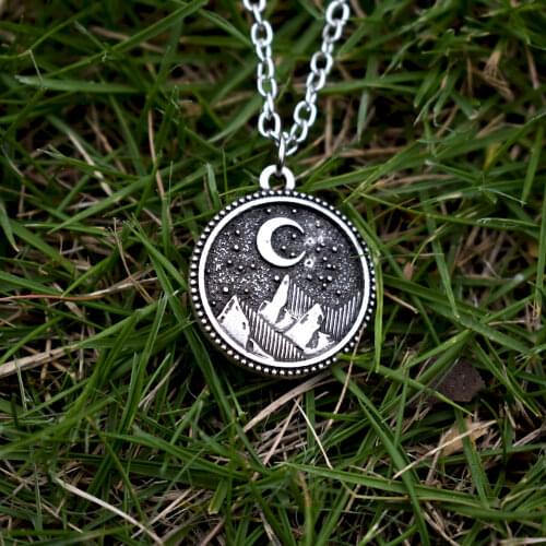 10pcs mountain necklace under the moon outdoor camping jewelry