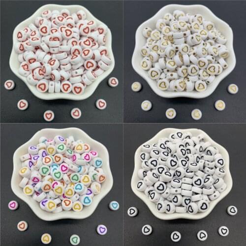 100pcs/Lot 7mm Acrylic Beads LOVE Oval Shape Spaced Beads For Jewelry Making DIY Charms Bracelet Necklac