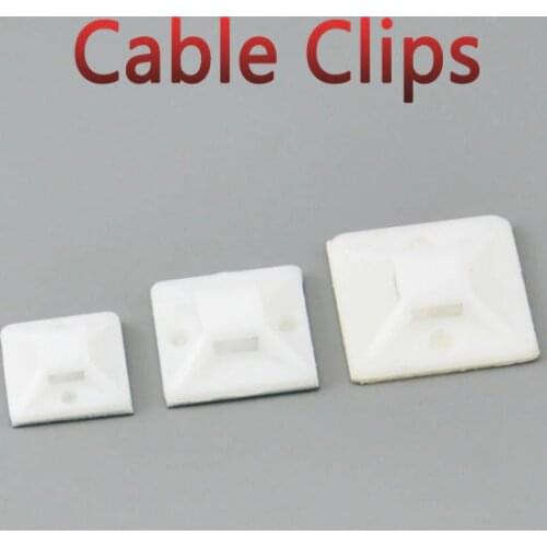 100pcs Self Adhesive Cable Tie Mounts 20*20 Car Wire Tie Clips Flat Holder Fixer Organizer Drop Adhesive Clamp White Black