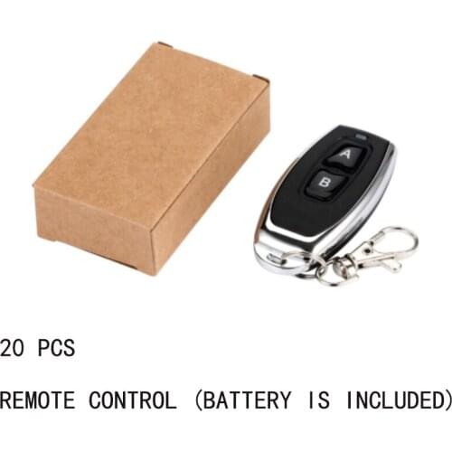 20 pcs RF 2 key Remote Control Learning code 1527 EV1527 For Gate garage door controller Alarm 433mhz Receiver included Battery