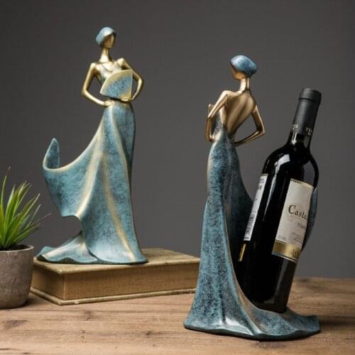 3D Woman Statue Decor Red Wine Holder Home Decoration Accessories Abstract Sculpture Decorative Resin Handicraft Statues Gift