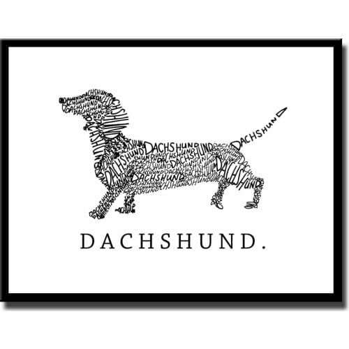 Abstract Animal Canvas Painting Dachshund Dog of Letters Modern Home Decoration For Living Room Wall Art Picture Unframed LZ435