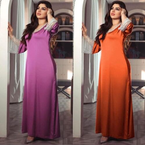 Diamond Abaya Dubai Satin Maxi Dress Women Muslim Long Party Gown Bangladesh Kaftan Turkish Jilbab Eid Mubarak Ramadan Islamic