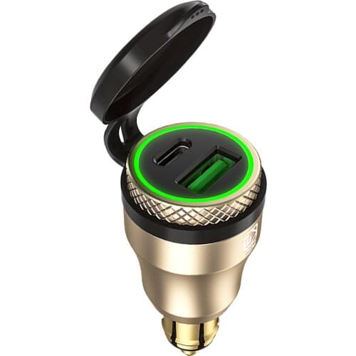 Aluminium Type-C PD Power Delivery 30W QC 3.0 Quick Charger USB Charger Waterproof for Hella DIN Socket BMW Ducati Triumph