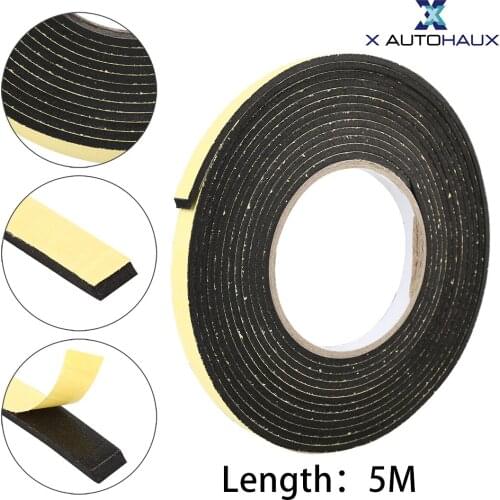 X Autohaux 5m Car Weather Stripping Tape Foam Insulation Single Side Adhesive Foam Sealant Tape Strip Noise Resistant Rubber