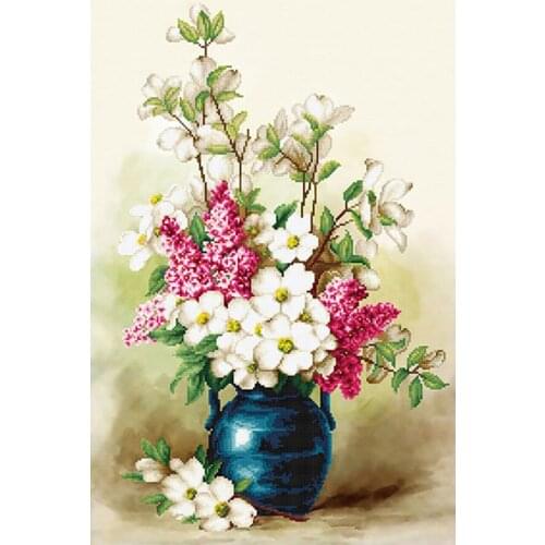 Floral vase Diamond Painting Full Round square White Pink New DIY Sticking Drill Cross Embroidery 5D simple Home Decoration