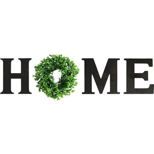 Wooden Home Sign with Artificial Eucalyptus Wreath,Home Letters for Wall Hanging Decor for Living Room