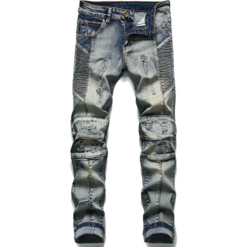MenS Jeans Pants For Men Ripped Denim Trousers Biker High Quality Male Straight Casual Designer Comfortable Advanced