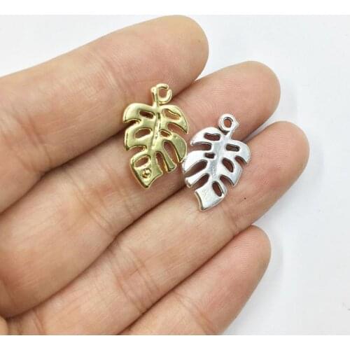 Eruifa 20pcs 12*18mm Tropical Leaf/Leaves Zinc alloy DIY Charms Pendant Jewelry handmade DIY 2 Colors
