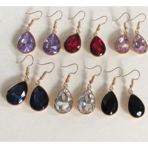 Ey1105 Wedding party gift of listing new fashion alloy geometry crystal drop shape crystal earrings female jewelry 1 pair