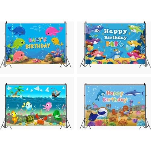 Photography Backdrop Undersea Baby Shark Photo Background Studio Baby Shower Photobooth Birthday Backdrops Photocall