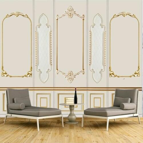 Custom Mural Photo Wallpapers 3D Modern Nordic Style Golden Plaster Pattern Wall Cloth Living Room Luxury Background Wall Poster