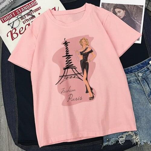 Eiffel Tower Fashion Paris Print T shirt Women Call of Sexy Goddess pink Harajuku Tshirt Vogue Tops Femme Vogue Summer T-shirt