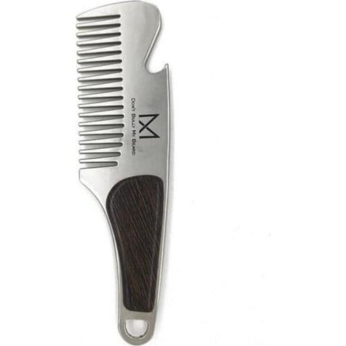 1pc Portable Male Beard Comb Stainless steel Mens Shaving Anti-static Pocket Mustache Brush 12.6X3.5cm