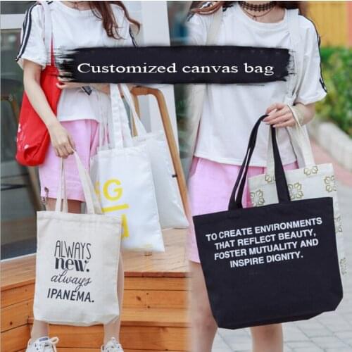 Cartoon hand-painted canvas bag Free doodle cotton shopping bag Spot student canvas bag