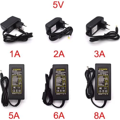LED Strip Power Adapter Supply 5V 1A 2A 3A 5A 6A 8A Switching Source Converter 220V To 5 V Volt Lighting Transformer US EU UK AU