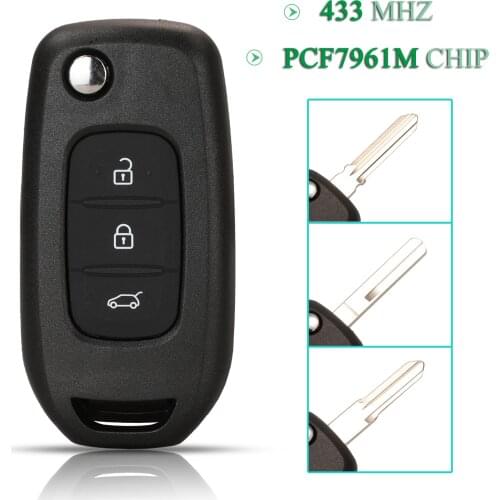 Bilchave 3Buttons For Renault Kadjar Captur Megane4 Symbol Fob 433Mhz PCF7961M Chip Folding Remote Car Key Replacement