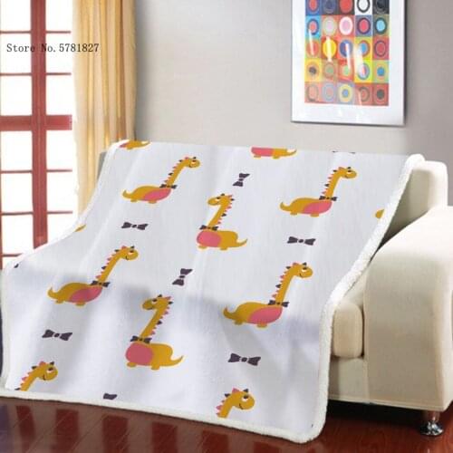 Colorful Dinosaur Sherpa Blanket 3D Print Lovely Cartoon Weighted Blanket For Kids Teen Throw Blanket For Bedroom Blanket Decor