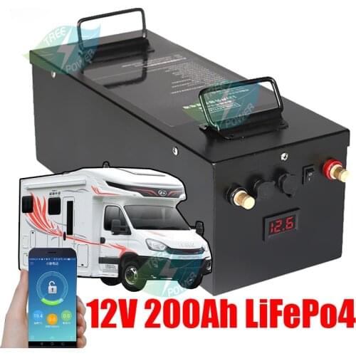 12V 200Ah LiFePO4 Battery BMS Lithium Power Batteries 12.8V For RV Campers Golf Cart Off-Road Off-Grid Solar Wind + charger