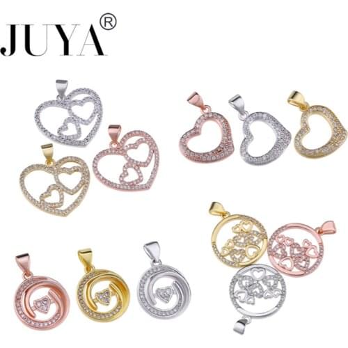 Copper Micro Pave Zirconia Jewelry Heart Charm Pendants Accessories For Jewelry Making DIY Bracelet Necklace Women Gift breloque