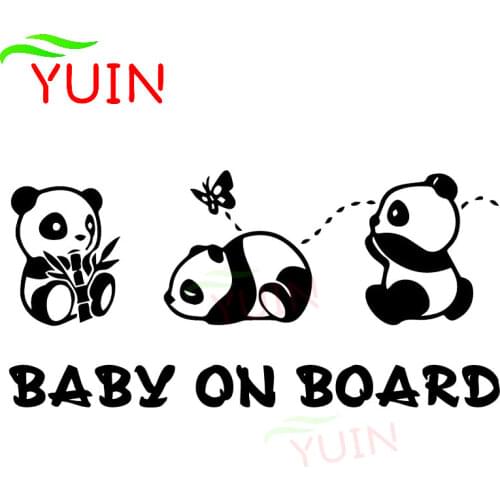 Cute Panda Baby Carriage Warning Cartoon Car Sticker Decoration PVC Waterproof Sunscreen Decal Black/white/red/laser/silver