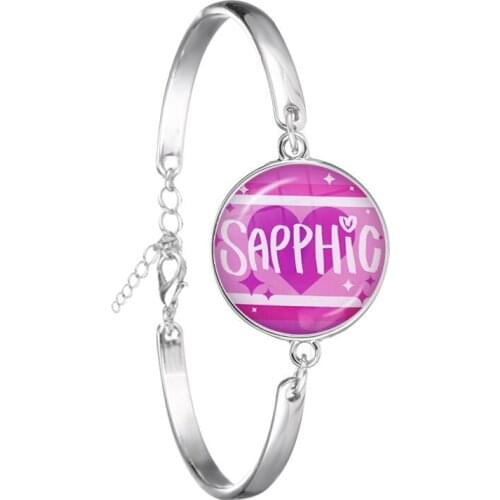 Fashion Rainbow LGBT Bracelet Bi Pride Jewelry Gay Pride 18mm Glass Cabochon Chain Banle For Women Men Lovers Great Gift