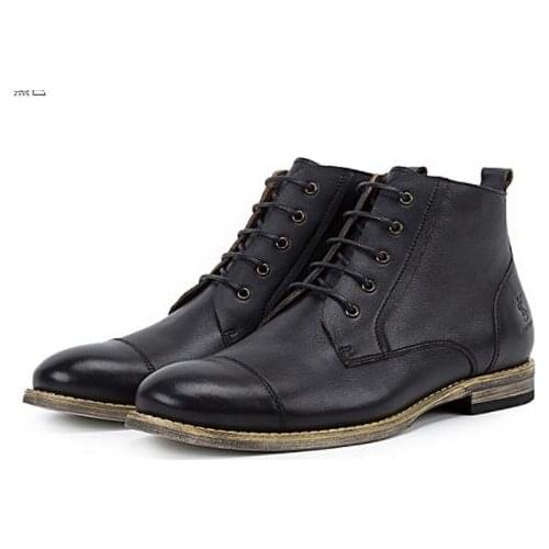 Autumn winter mens retro ankle boots Genuine Leather Wool warm cotton boots fashion high-top Martin boots wholesale