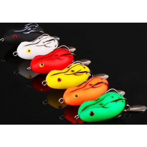 6Pcs/Set Fishing Soft Frog Lures Simulation Frog Fishing Lure Frog Fish Fishing Bait Soft Lure with Hook Swivel Plate