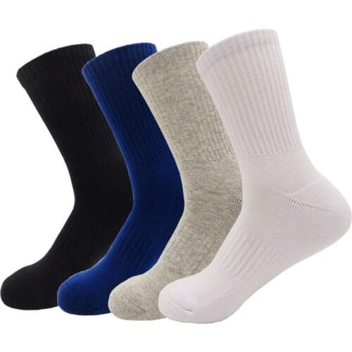 New Men' s Outdoor Sports Socks Soft Breathable Sweat-absorbent Thickened Socks for Hiking Running Solid Color