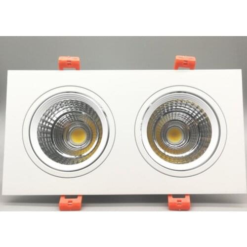 Wholesale Square Bright Recessed Double LED Dimmable Square Downlight COB 2*10W LED Spot light decoration Ceiling Lamp