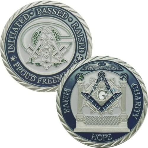 Free-Mason Commemorative Coin Free and Accepted Masons Faith Charity Coins Collectibles Lucis Challenge Coin Religion Coins