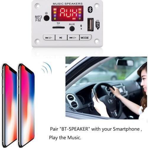 Kebidumei Hands-Free Mp3 Player Decoder Board 5V 12V Bluetooth 5.0 Car Fm Radio Module Support Fm Tf Usb Aux Recorders