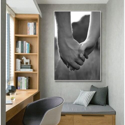 Lover Couple Holding Hands Posters and Prints Wall Art Canvas Painting Portrait Art Pictures for Living Room Home Decor No Frame