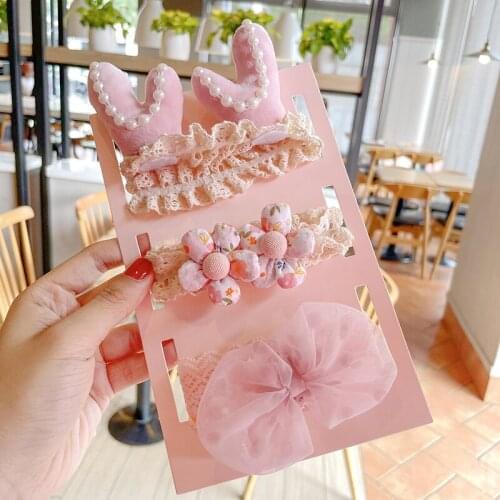 3Pcs/Set Baby Girl Headband Sweet Lace Flower Bowknot Kids Hair Band Elastic Soft Cotton Newborn Headwear Girls Hair Accessories