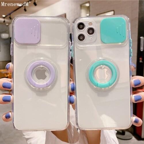 Luxury Transparent Silicone Ring Holder Case For iPhone 11 12 Pro X Xr Xs Max 12 Mini SE2 7 8 Plus Camera Protection Soft Covers