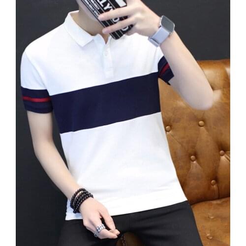 Polo Shirt Men 2021 New Fahsion Mens Shirts Mens Lapel Summer Casual All-match Mens T Stitching Color Mens Clothing