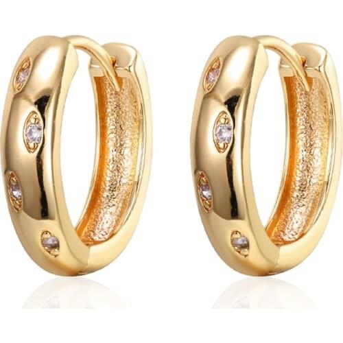 Classic Round Circle Cubic Zirconia Earrings for Women Gold Silver Color Small Hoop Earrings Wedding Party Jewelry Simple Gifts