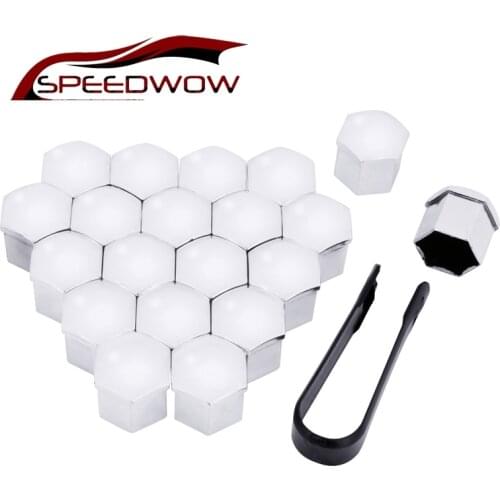 SPEEDWOW 20pcs 21mm Universal Anti-Rust Glossy ABS Car Wheel Auto Hub Screw Cover Wheel Nut Bolt Cover Cap With Removal Tool