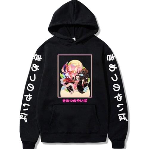 Kawaii Friend Demon Slayer Hoodie Sweatshirt Casual Loog Sleeve Autumn Anime Print Clothes Women Unisex