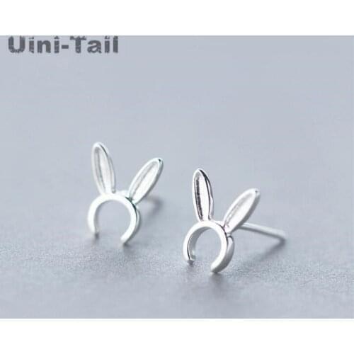 Uini-Tail hot new 925 sterling silver cute rabbit ears headband earrings Korean womens earrings temperament wild hipster simple