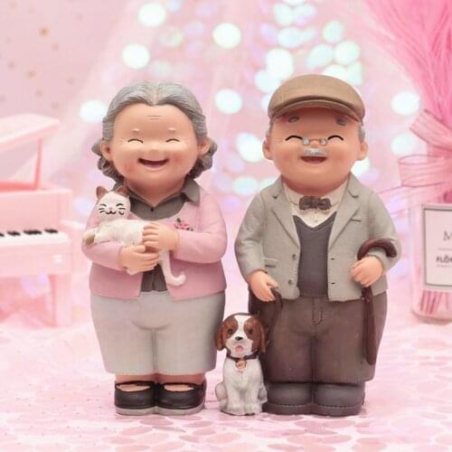 Elderly Old Ladies Living Room Decoration Ornaments Couple Grand Parents Wedding Anniversary Gifts Warm Ideas