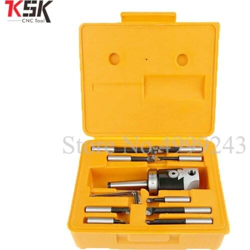 Top quality MT2 M10 Arbor F1 -12 50mm boring head and 9pcs 12mm boring bars, boring head set