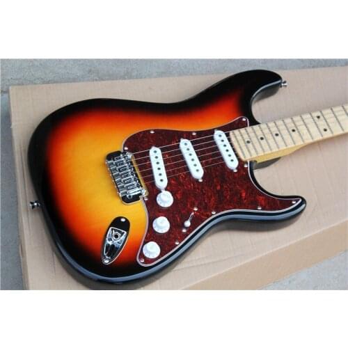 Factory custom hot sale electric guitar with SSS pickups,red tortoise pickguard,chrome hardware,can be customized