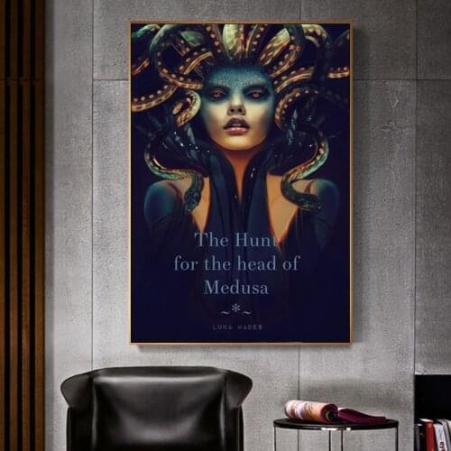 Hunt Medusa Head with Snake Women Canvas Paintings Wall Art Posters Prints Wall Pictures for Living Room Home Wall Cuadros Decor