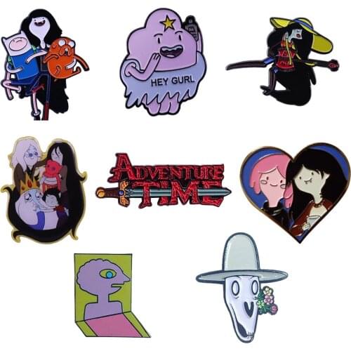 Adventure Time Cartoon Characters Badge Vampire Queen Marceline Princess Bubblegum Pin Lumpy Prismo Death Sword Brooch Fun Gift